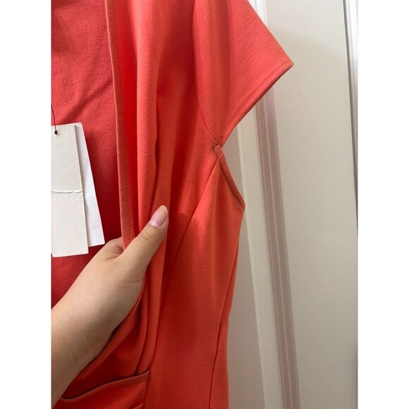 NEW Kenneth Cole Stretch Faux Wrap Bodycon Exposed Zipper Cap Sleeve Dress 10 - Picture 7 of 8